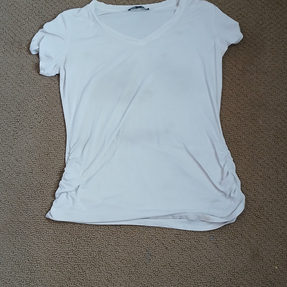 Classic White V-Neck Women's Top
